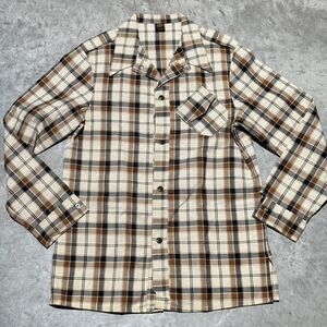 Vtg Mann Shirt Men M/L Plaid Workwear Woven Rugged Plaid Lumberjack 60s 70s USA